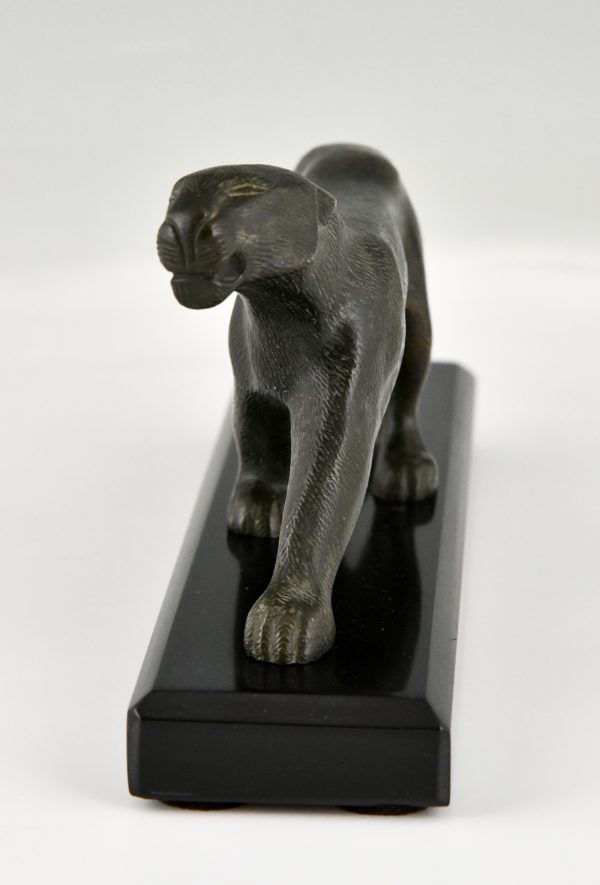 Art Deco bronze sculpture of a panther