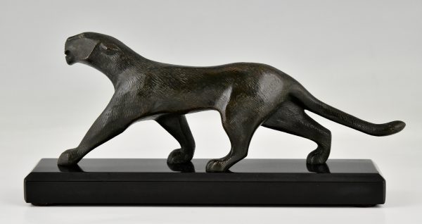 Art Deco bronze sculpture of a panther