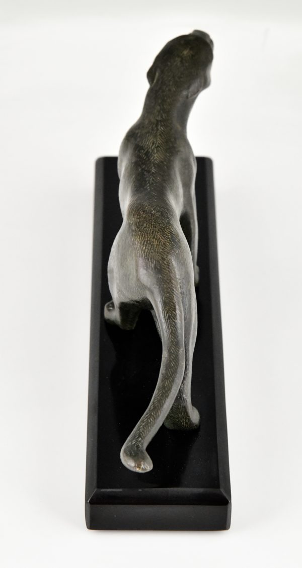 Art Deco bronze sculpture of a panther