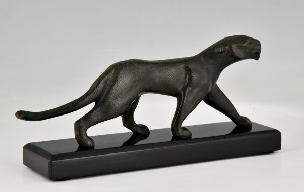 Art Deco bronze sculpture of a panther