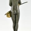 Art Deco bronze sculpture standing nude with drape.