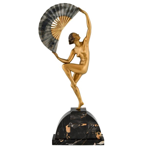 Art Deco fan dancer bronze Bourauine