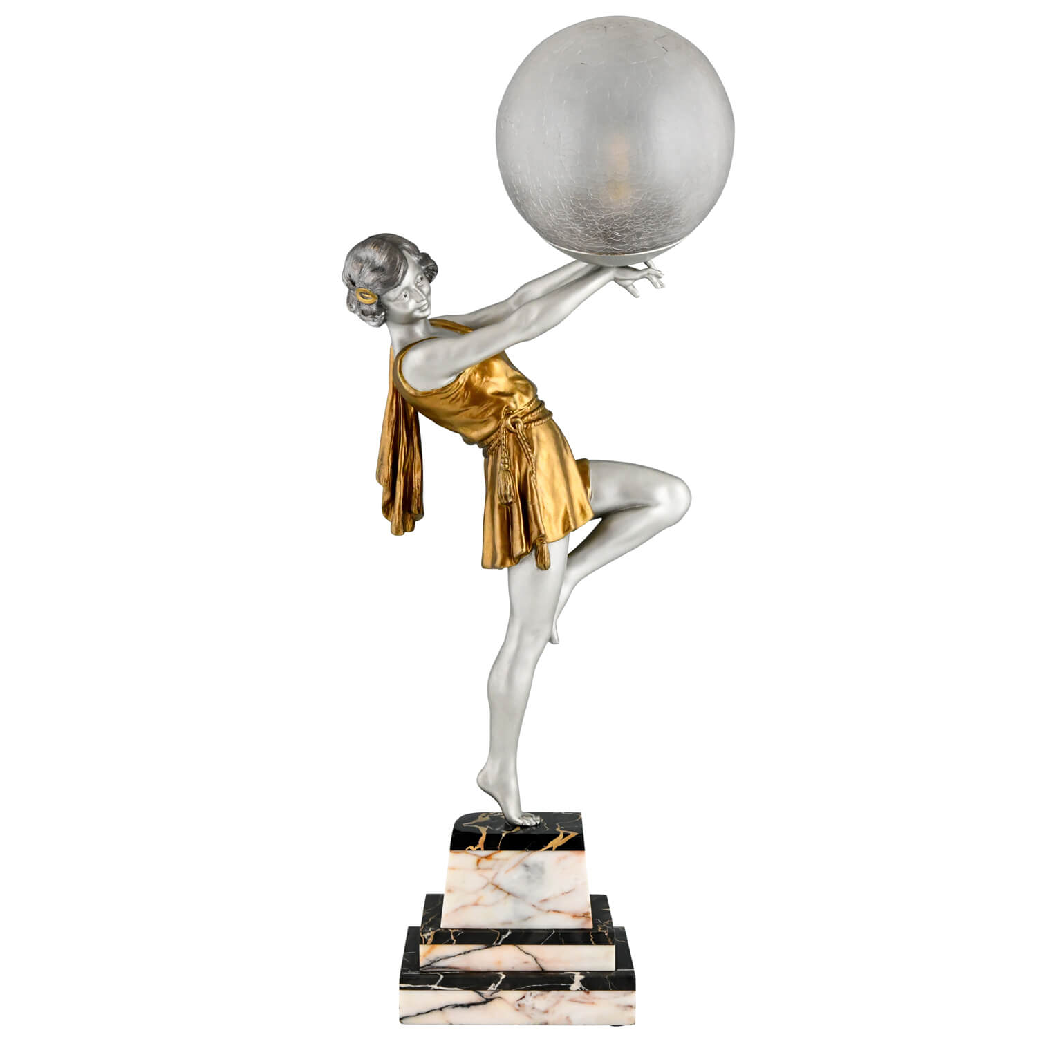 Art Deco lamp lady with ball - 1