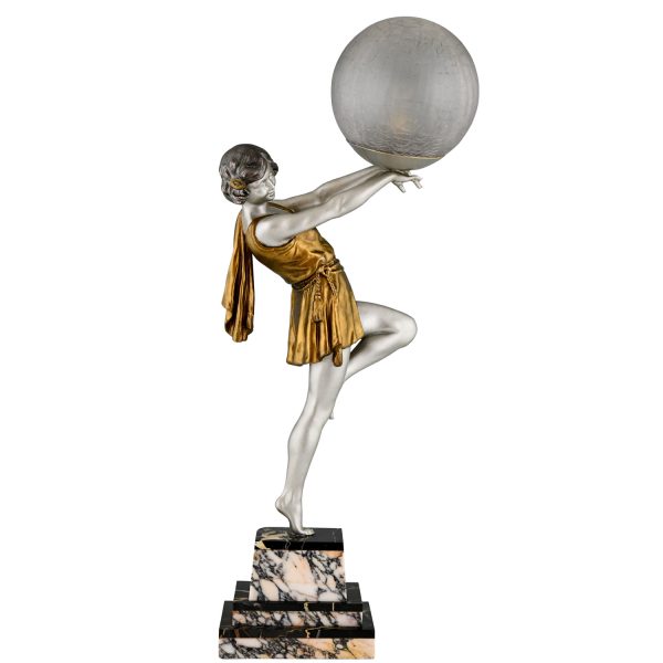 Art Deco lamp lady with ball Carlier - 1