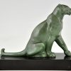 Art Deco Buchstützen sitzende Panther