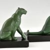 Art Deco Buchstützen sitzende Panther