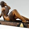 Art Deco sculpture seated nude with shell, The Echo.