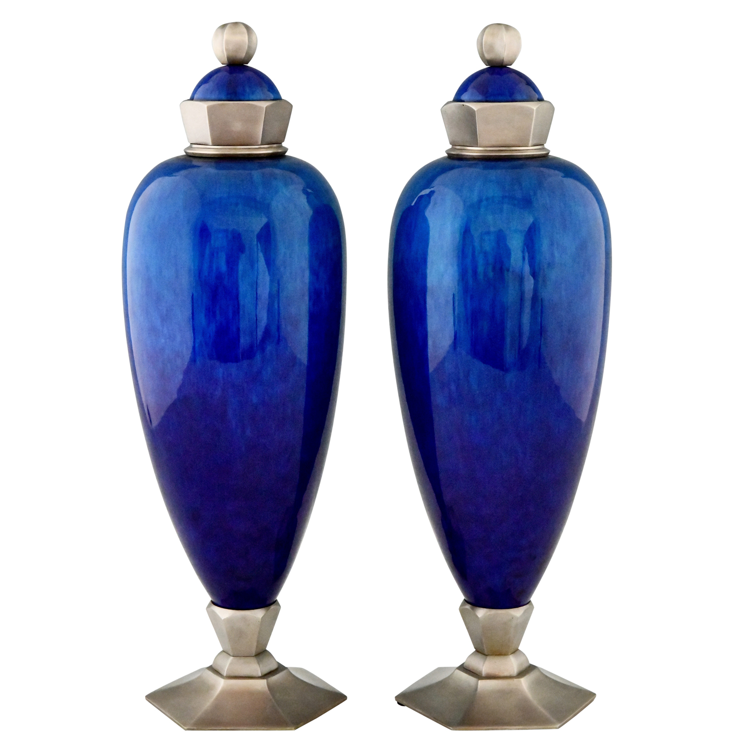 Art Deco vases Sevres Paul Milet blue - 1