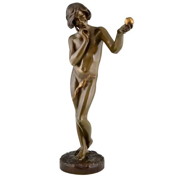 Bronze sculpture Caron boy with apple - 1