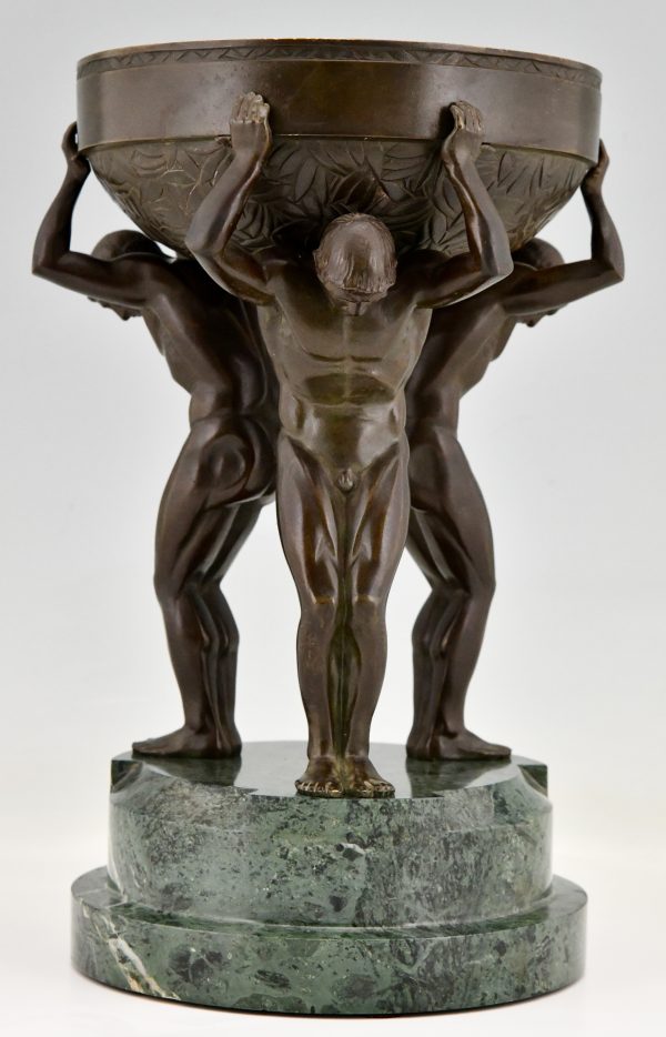 Guiraud Riviere bronze centerpiece 3 men