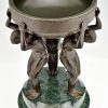 Art Deco Bronzeskulptur Mittelstück Schale mit drei Männern