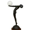 Clarté LIFE SIZE Art Deco bronze lamp standing nude with globe