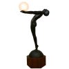 Clarté LEBENSGRÖSSE Art Deco Lampe Bronze Frauenakt mit Kugel.