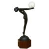 Clarté LIFE SIZE Art Deco bronze lamp standing nude with globe