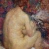 Impressionistisch schilderij van een zittend naakt