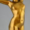 Reveil Art Déco sculpture en bronze d’une femme nue 80 cm.