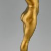 Reveil Art Déco sculpture en bronze d’une femme nue 80 cm.