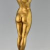 Reveil Art Déco sculpture en bronze d’une femme nue 80 cm.