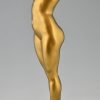 Awakening Art Deco bronzen sculptuur staand naakt 80 cm.