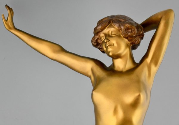 Awakening Art Deco bronze sculpture nude 80 cm / 32 inch.