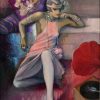 Gemälde in Art-Deco Stil Frau mit Grammophon