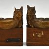 Art Deco bronze bookends with cats