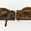 Art Deco bronzen boekensteunen met katten