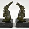 Art Deco hare and tortoise bronze bookends.