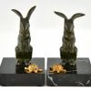 Art Deco hare and tortoise bronze bookends.