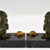 Art Deco hare and tortoise bronze bookends.