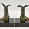 Art Deco hare and tortoise bronze bookends.