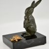 Art Deco hare and tortoise bronze bookends.