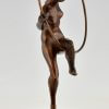 Art Deco Bronzeskulptur Tänzerin mit Reifen