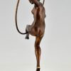Art Deco bronzen sculptuur danseres met hoepel