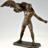 Art Deco Skulptur Bronze Mann mit Adler.