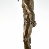 Art Deco bronzen sculptuur man met adelaar