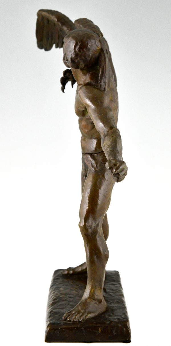 Art Deco bronzen sculptuur man met adelaar