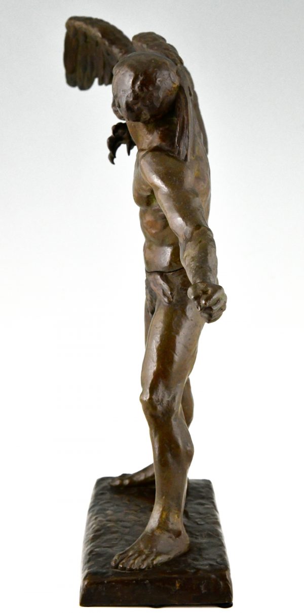 Art Deco bronze sculpture man with eagle