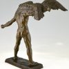 Art Deco Skulptur Bronze Mann mit Adler.