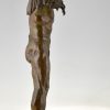 Art Deco bronze sculpture man with eagle