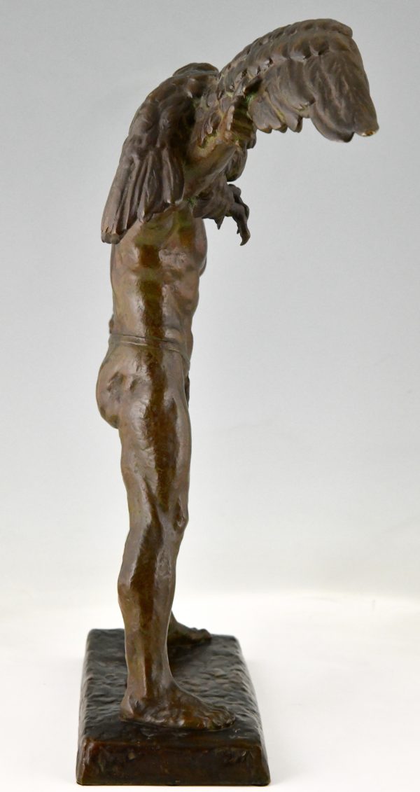 Art Deco bronze sculpture man with eagle