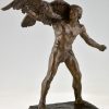Art Deco Skulptur Bronze Mann mit Adler.