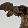 Art Deco bronze sculpture man with eagle