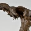 Art Deco bronze sculpture man with eagle