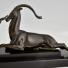 Art Deco sculpture femme nue et gazelle Seduction