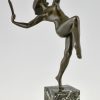 Art Deco bronzen sculptuur dansend naakt met dolk