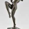 Art Deco bronzen sculptuur dansend naakt met dolk