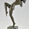 Sculpture en bronze Art Déco danseuse au poignard