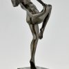 Art Deco bronzen sculptuur dansend naakt met dolk