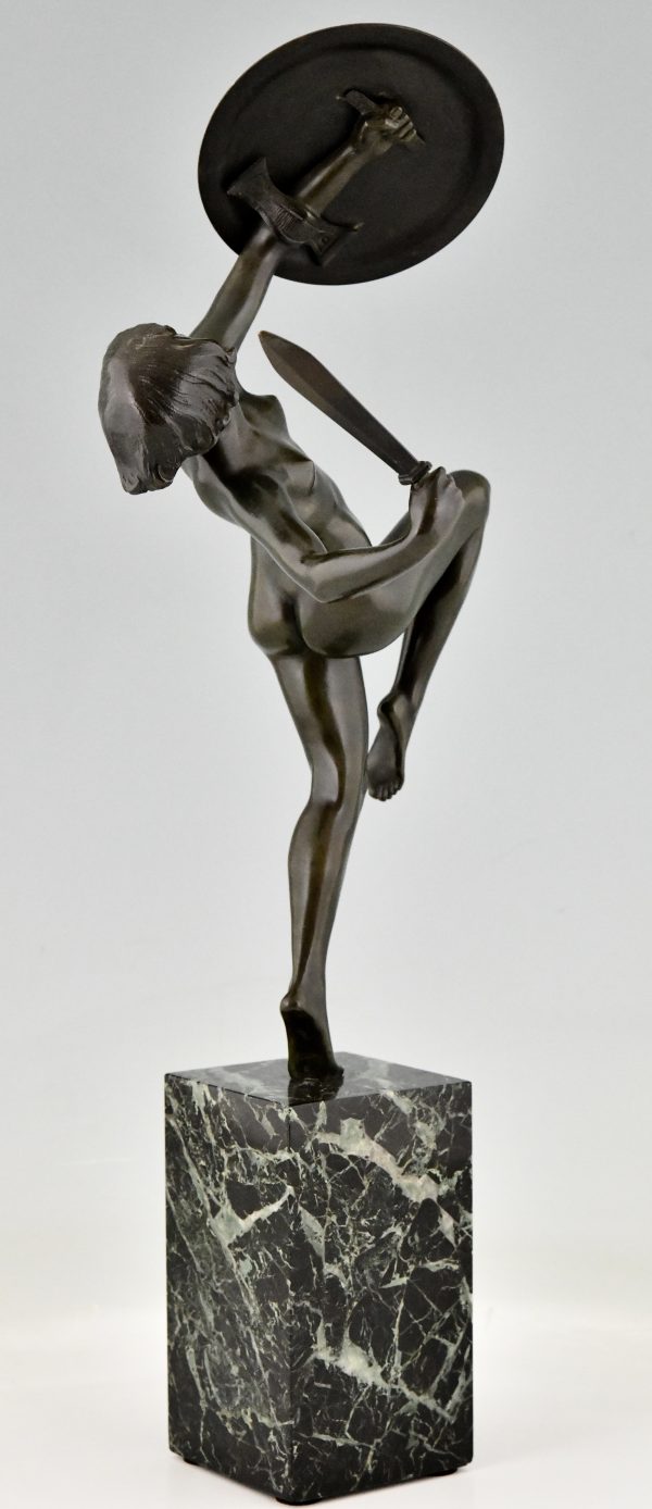 Art Deco bronze sculpture nude dagger dancer